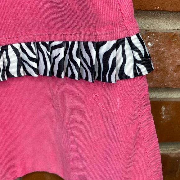 Mulberry St Pink and Zebra Print Corduroy Smocked Dress Size 3T - Picture 3 of 4
